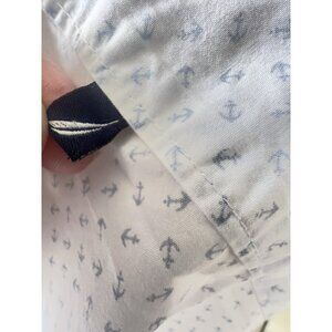 Nautica Full Flat Sheet Anchors Blue White 100% Cotton Coastal 84 x 101 Nautical